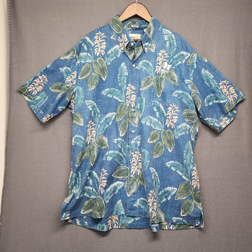 Reyn Spooner Kapalua Shirt Mens 2XL Hawaiian Aloha Blue Tropical Print Classic